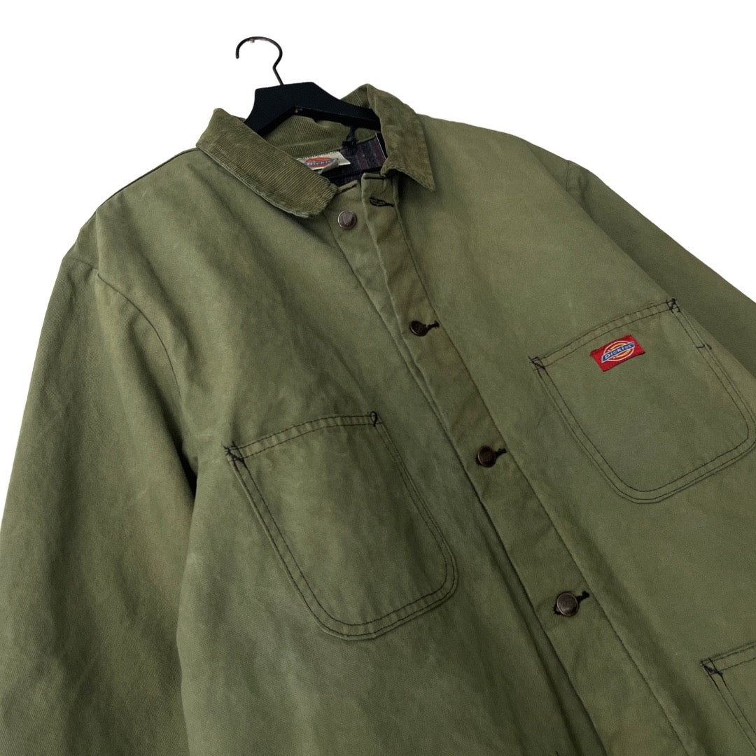 Dickies Vintage Blanket Lined Canvas Coat w/Corduroy Collar in Fern / X-LARGE
