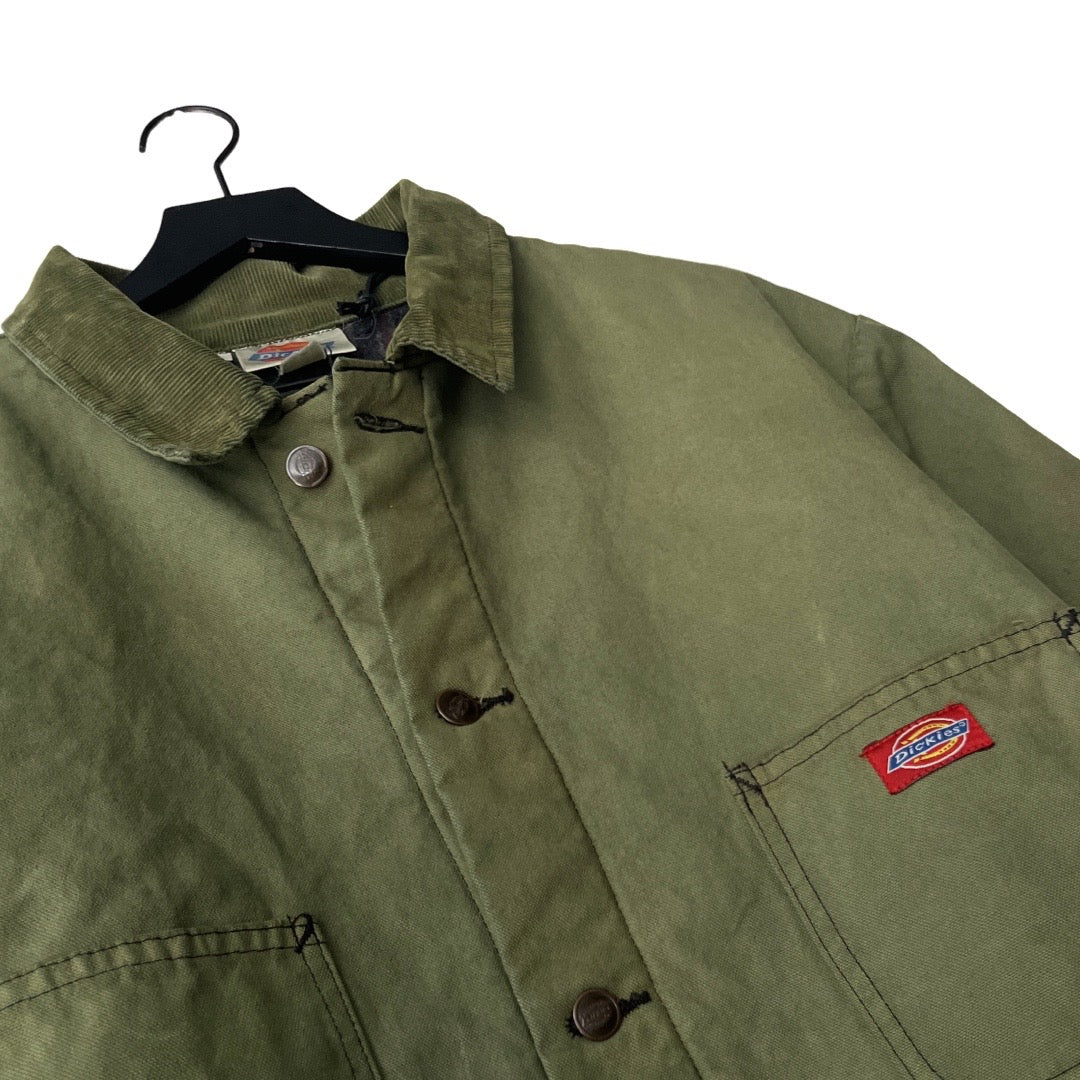 Dickies Vintage Blanket Lined Canvas Coat w/Corduroy Collar in Fern / X-LARGE