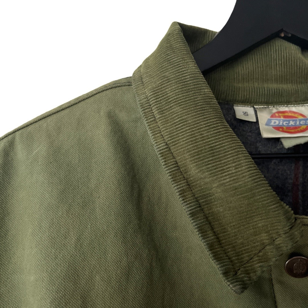Dickies Vintage Blanket Lined Canvas Coat w/Corduroy Collar in Fern / X-LARGE