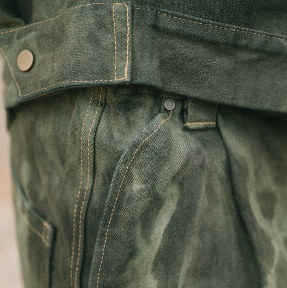 Two Pillars x Plastic Buckettt 2-Piece Denim Set (Jacket & Pants) in Royal Fern / LARGE