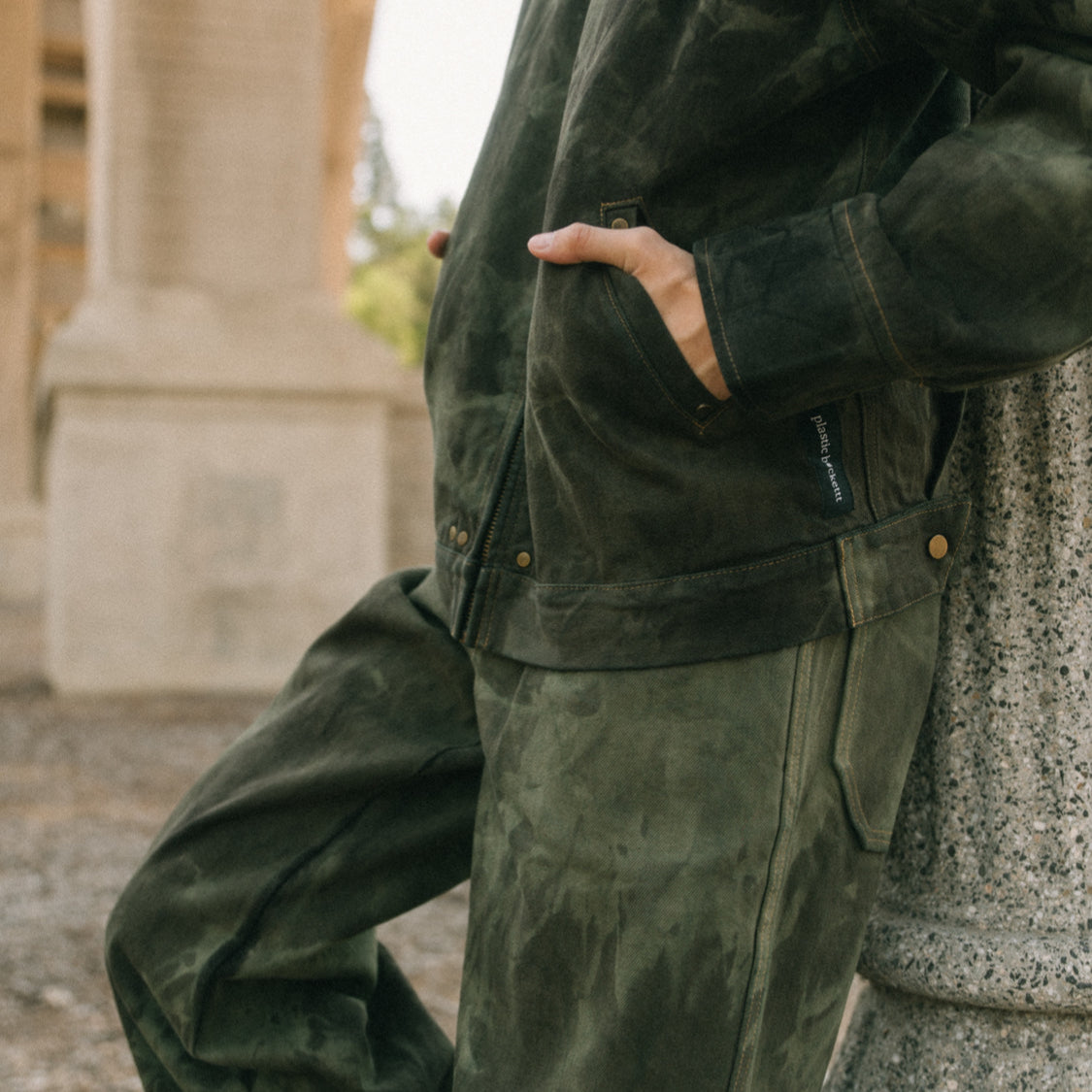 Two Pillars x Plastic Buckettt 2-Piece Denim Set (Jacket & Pants) in Royal Fern / LARGE