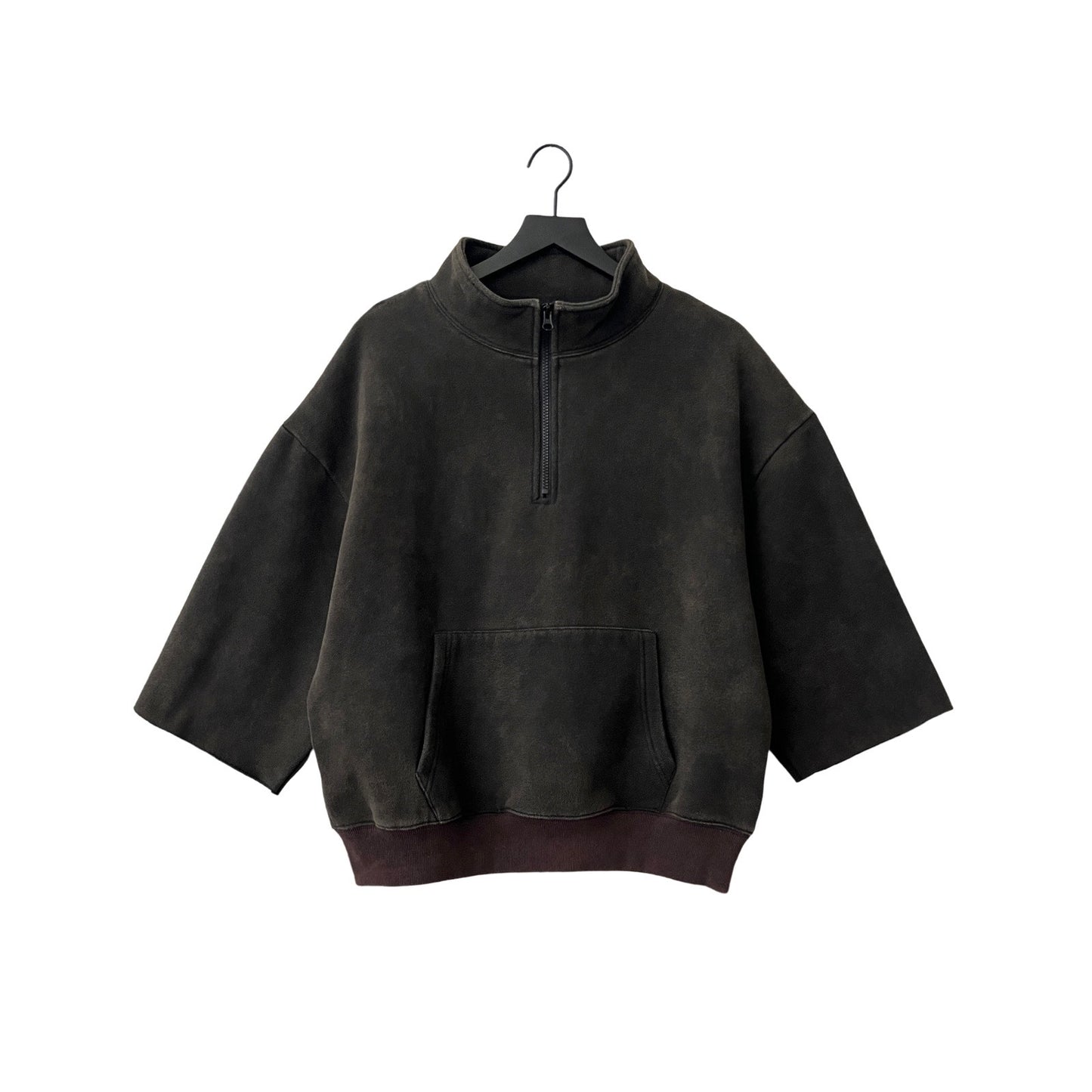 1/4 Zip Trimmed Sleeve Fleece Pullover in Smoke / MEDIUM