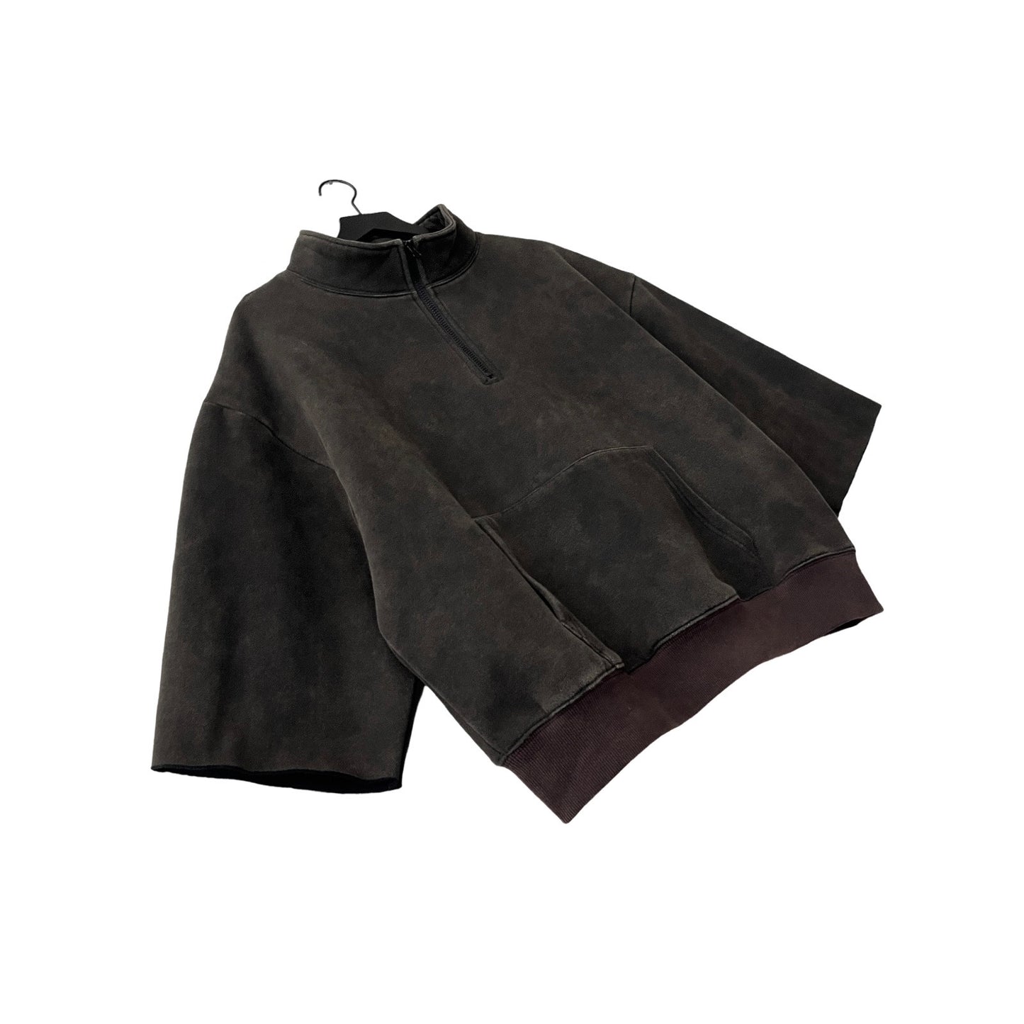 1/4 Zip Trimmed Sleeve Fleece Pullover in Smoke / MEDIUM