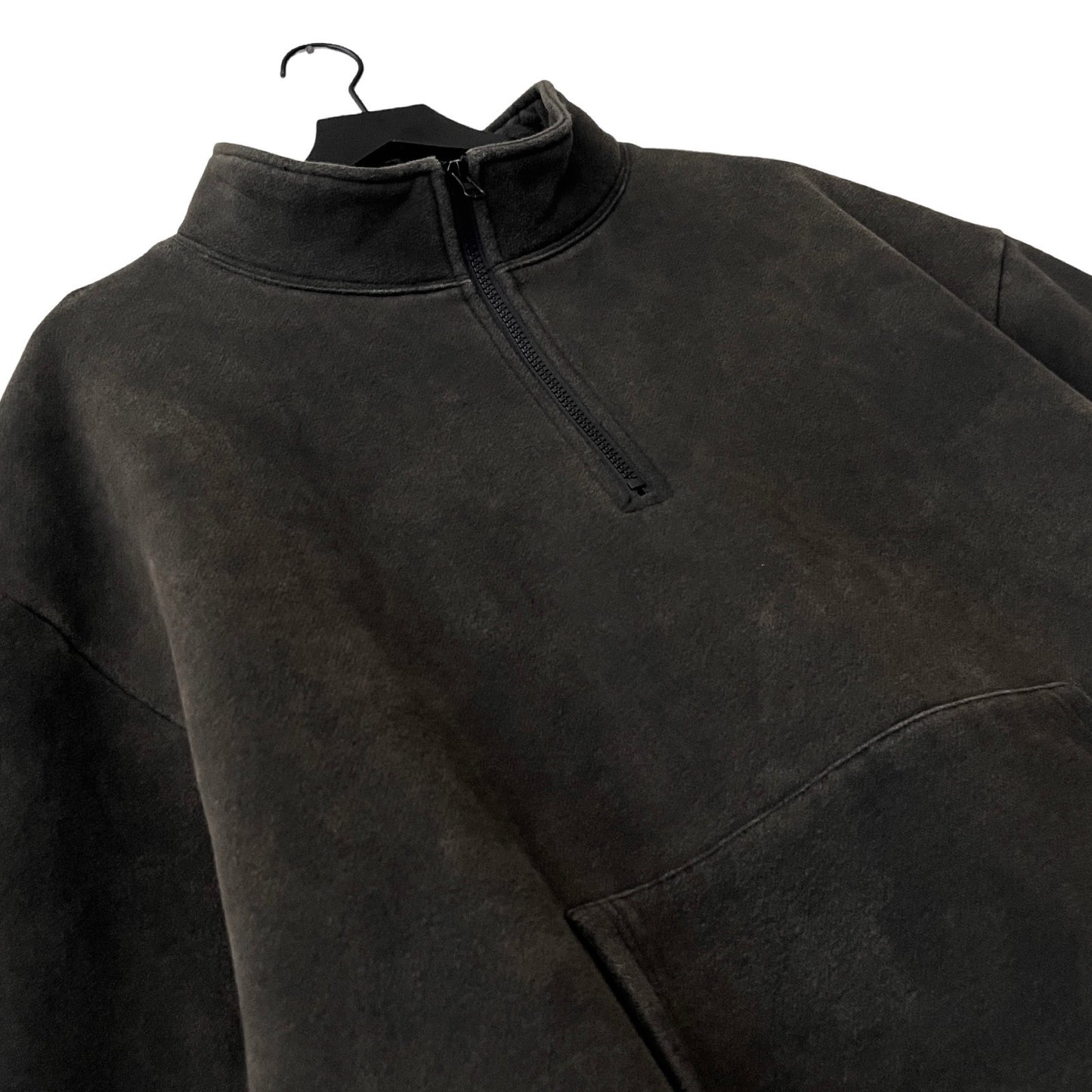 1/4 Zip Trimmed Sleeve Fleece Pullover in Smoke / MEDIUM