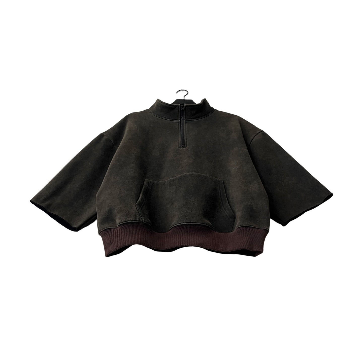 1/4 Zip Trimmed Sleeve Fleece Pullover in Smoke / MEDIUM