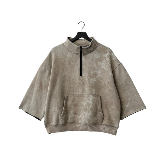 1/4 Zip Trimmed Sleeve Fleece Pullover in Limewash / MEDIUM