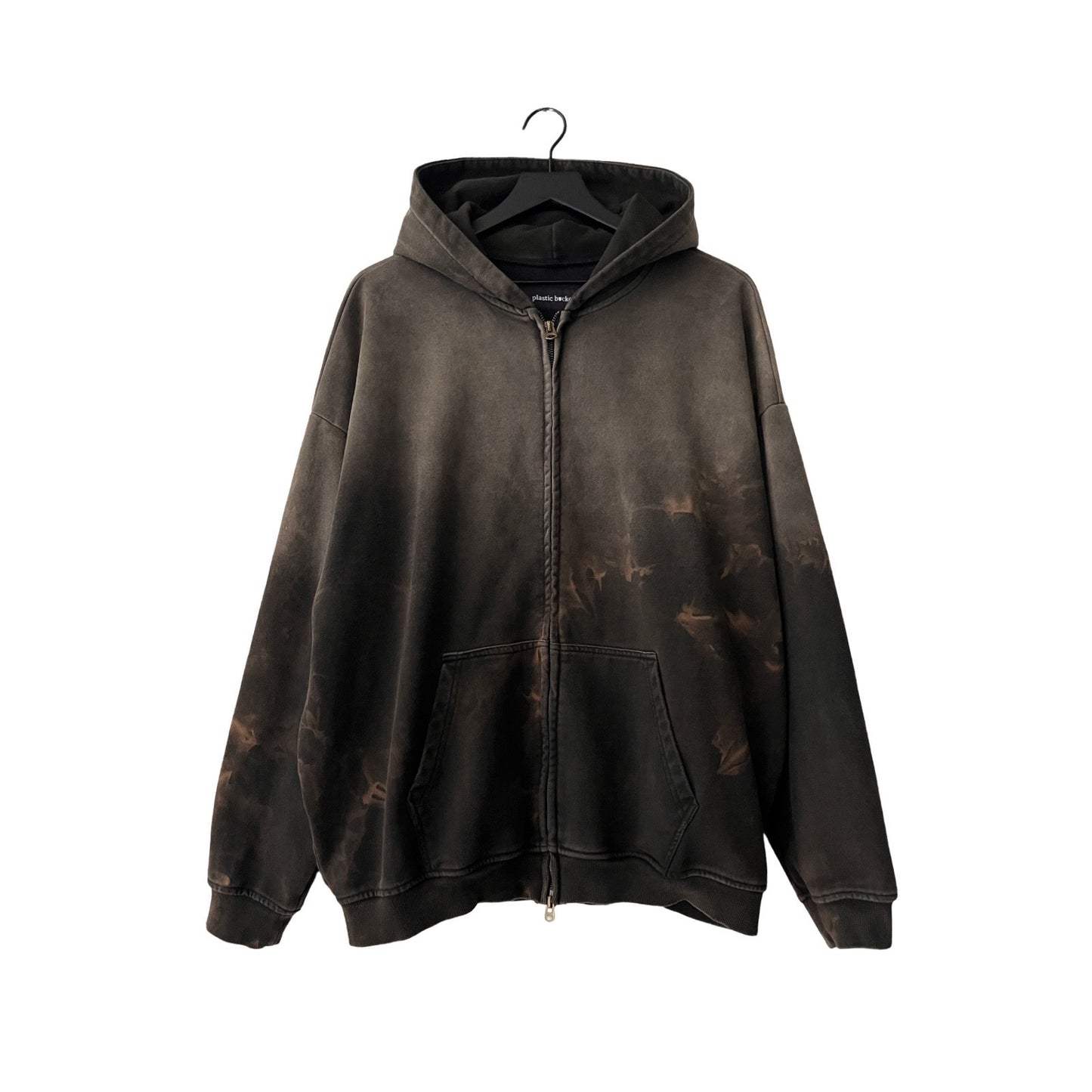 Distressed Heavyweight Full Zip Hoodie in Soot / MULTIPLE SIZES