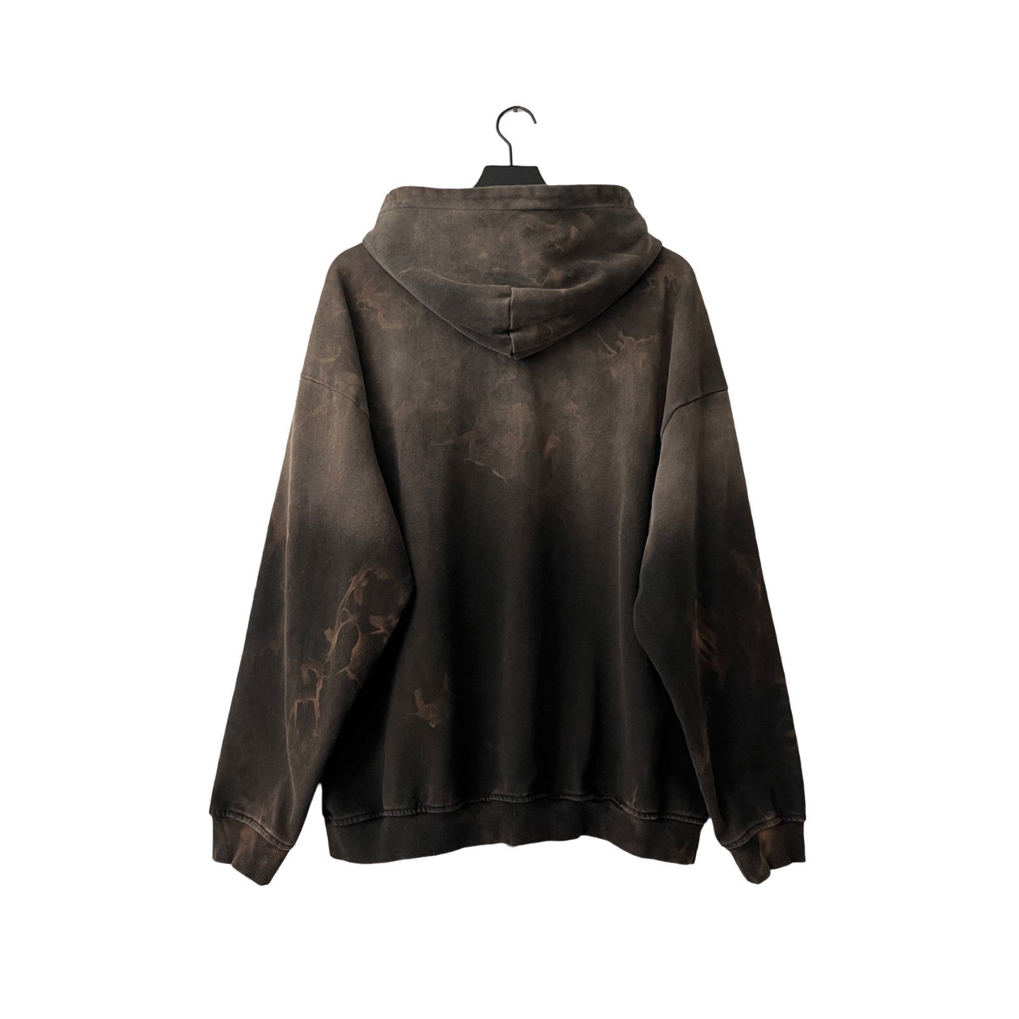Distressed Heavyweight Full Zip Hoodie in Soot / MULTIPLE SIZES
