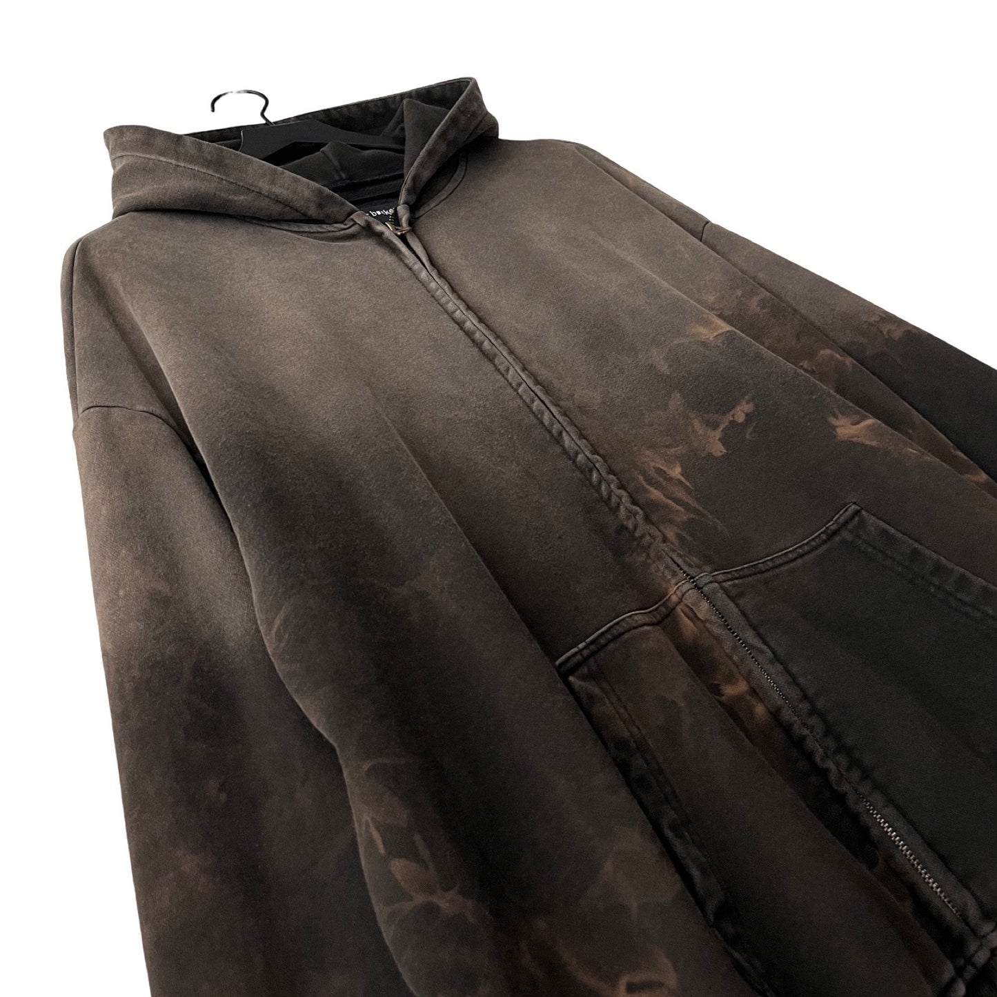 Distressed Heavyweight Full Zip Hoodie in Soot / MULTIPLE SIZES