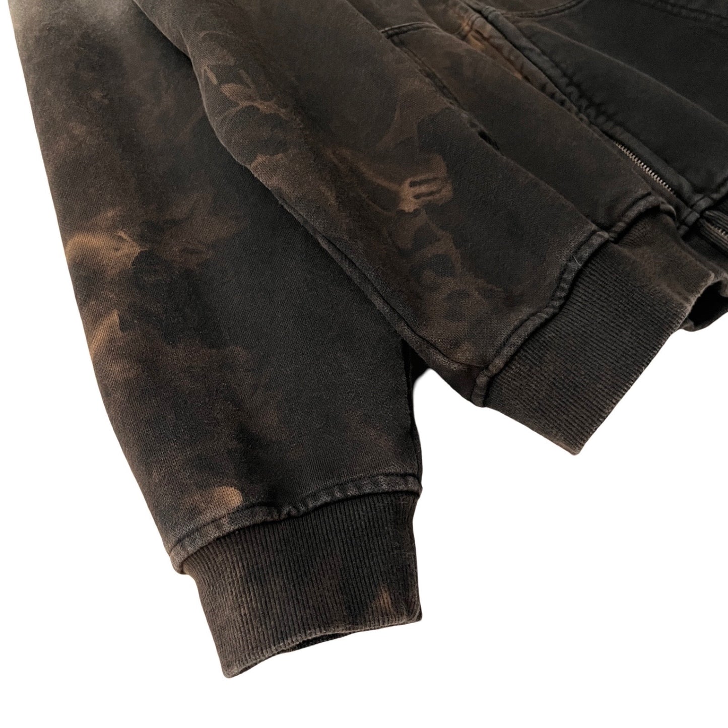 Distressed Heavyweight Full Zip Hoodie in Soot / MULTIPLE SIZES