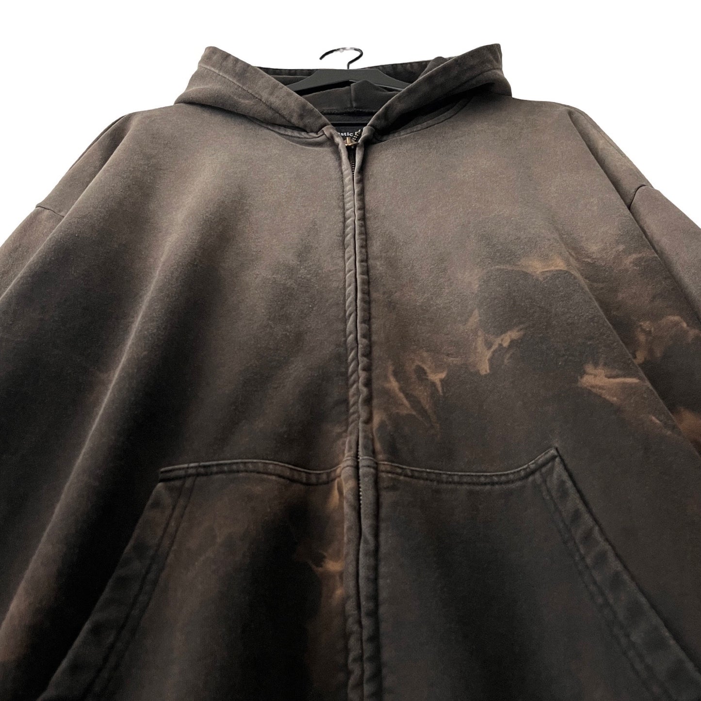 Distressed Heavyweight Full Zip Hoodie in Soot / MULTIPLE SIZES