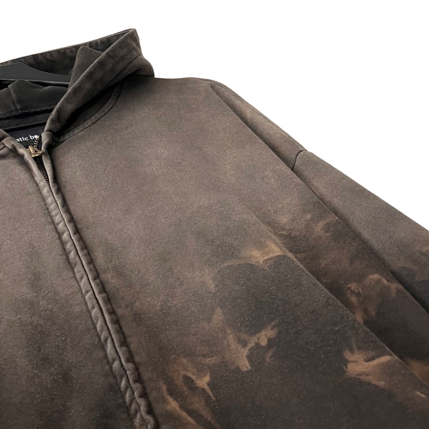 Distressed Heavyweight Full Zip Hoodie in Soot / MULTIPLE SIZES