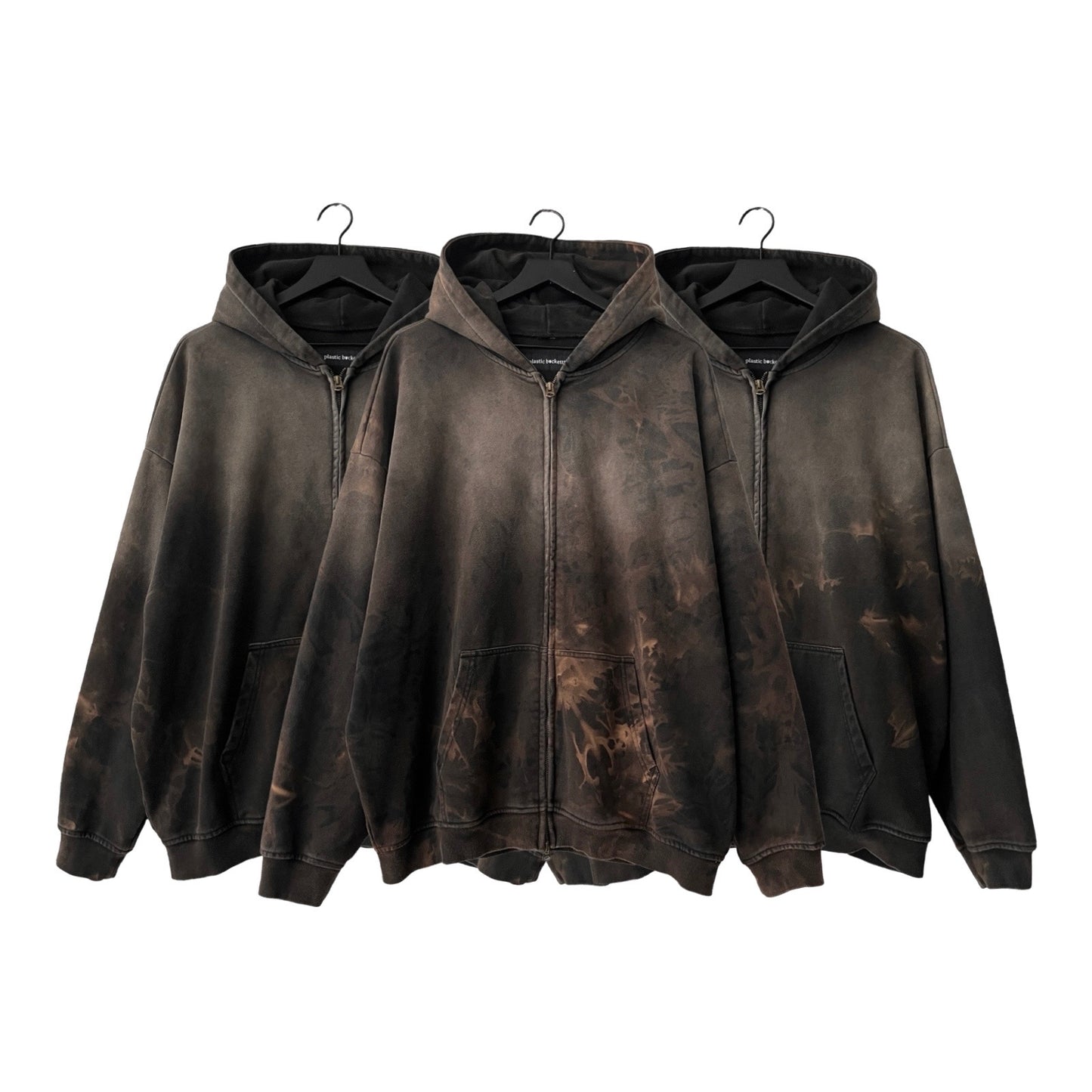 Distressed Heavyweight Full Zip Hoodie in Soot / MULTIPLE SIZES