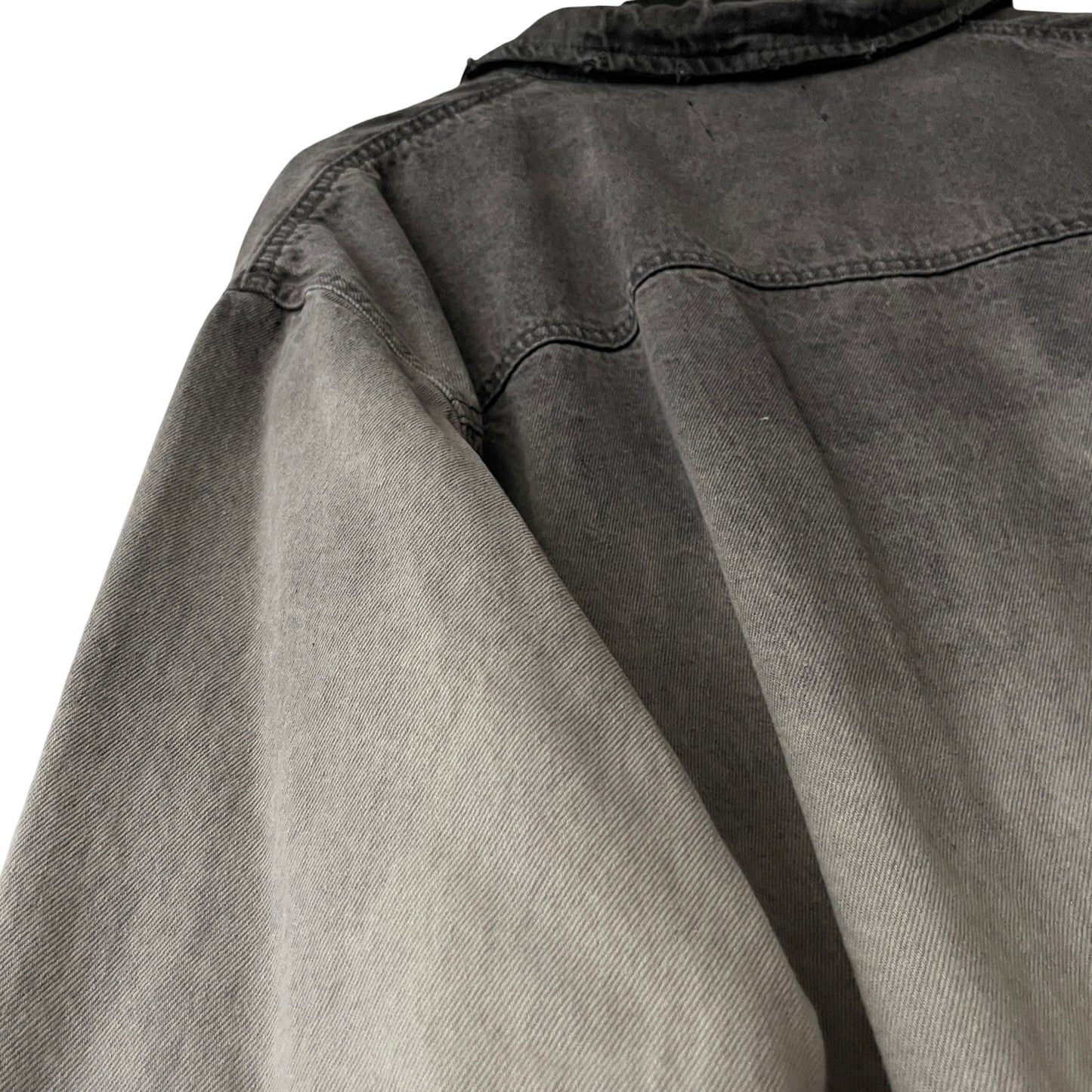 Distressed Denim Anorak Pullover in Cinder / XXL