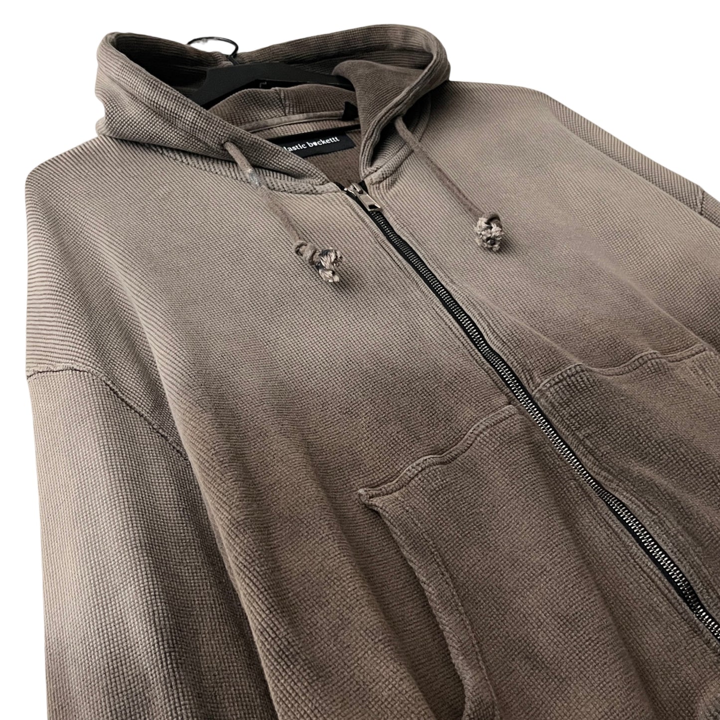 Waffle Knit Zip Hoodie in Pumice Stone / MEDIUM