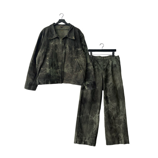 Two Pillars x Plastic Buckettt 2-Piece Denim Set (Jacket & Pants) in Royal Fern / LARGE