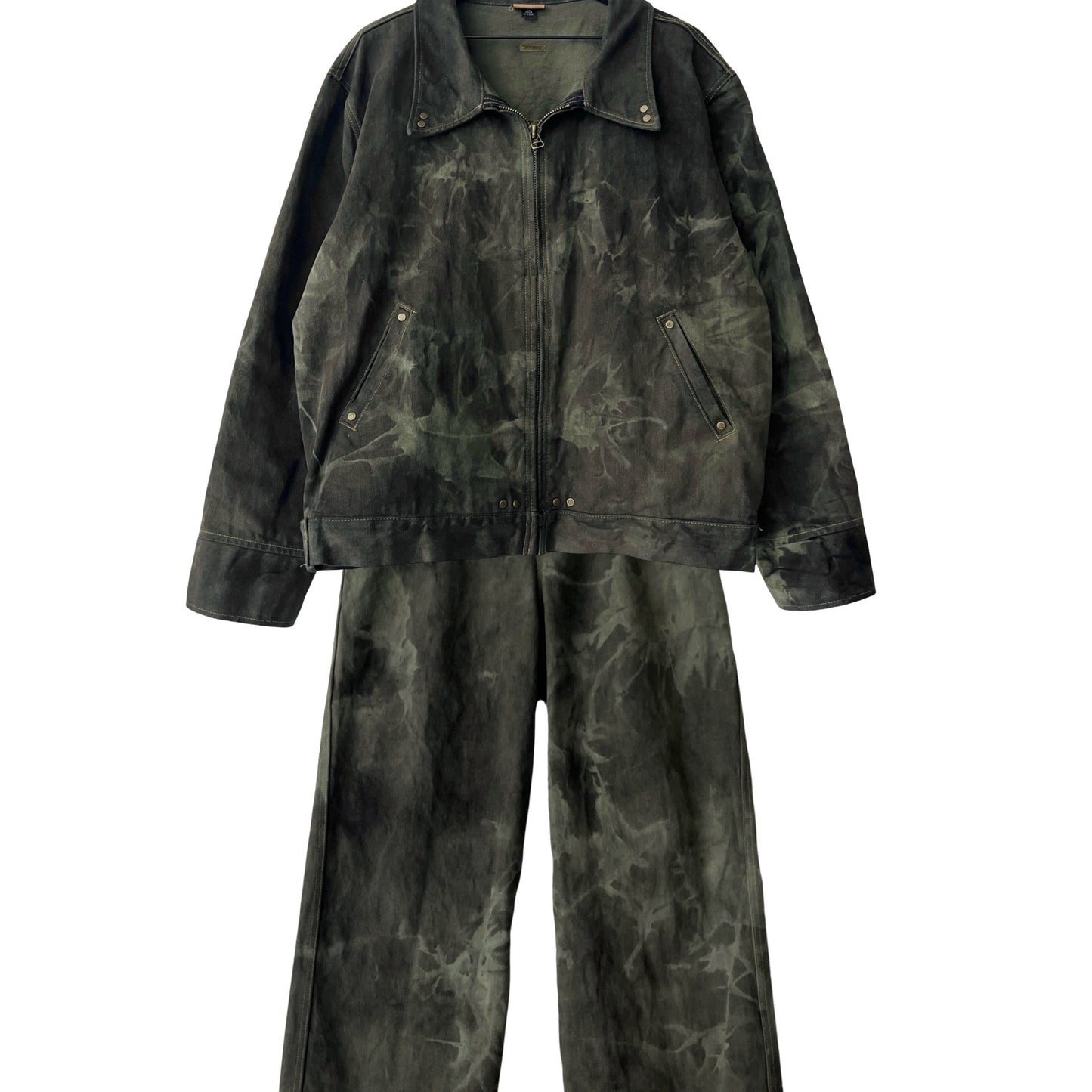 Two Pillars x Plastic Buckettt 2-Piece Denim Set (Jacket & Pants) in Royal Fern / LARGE