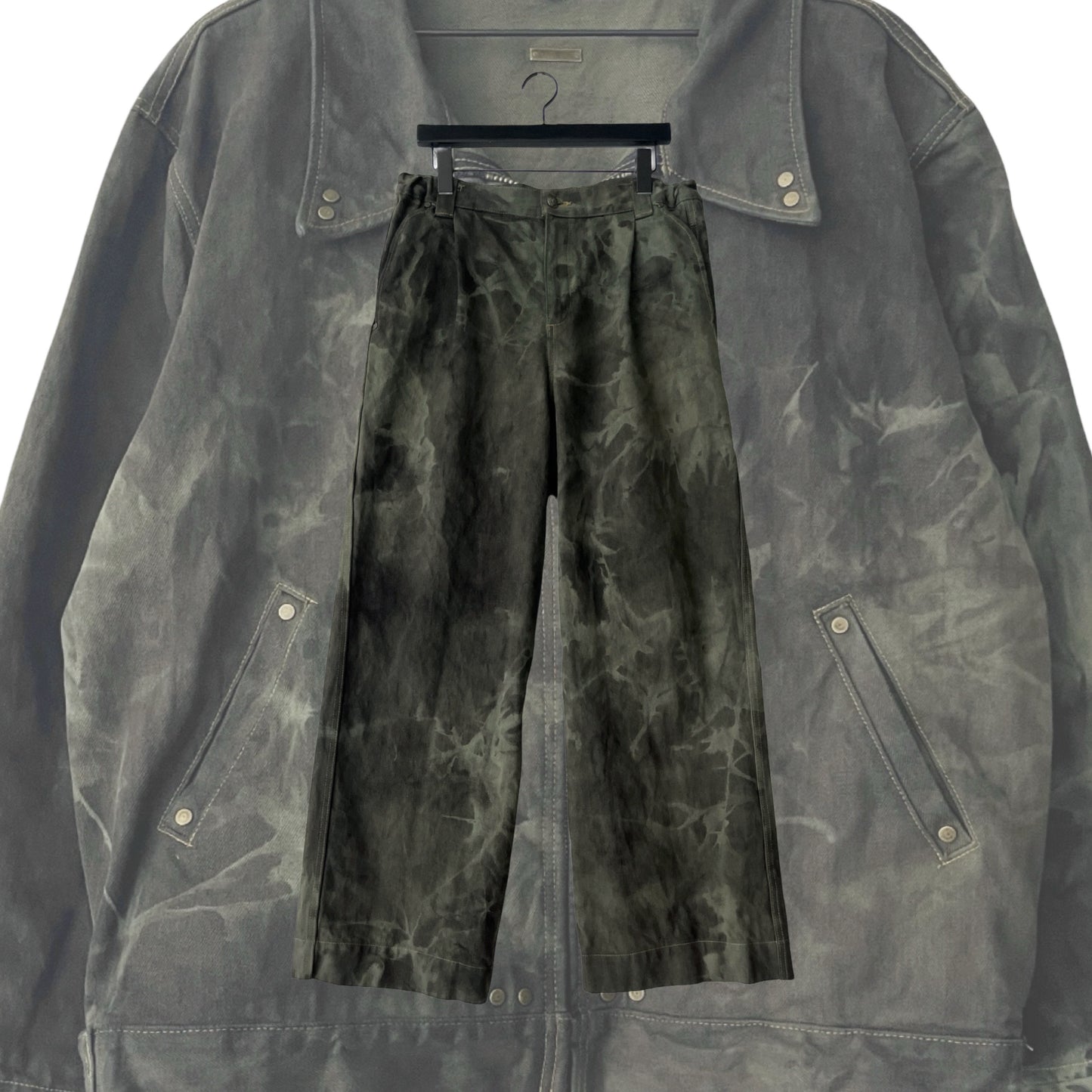 Two Pillars x Plastic Buckettt 2-Piece Denim Set (Jacket & Pants) in Royal Fern / LARGE