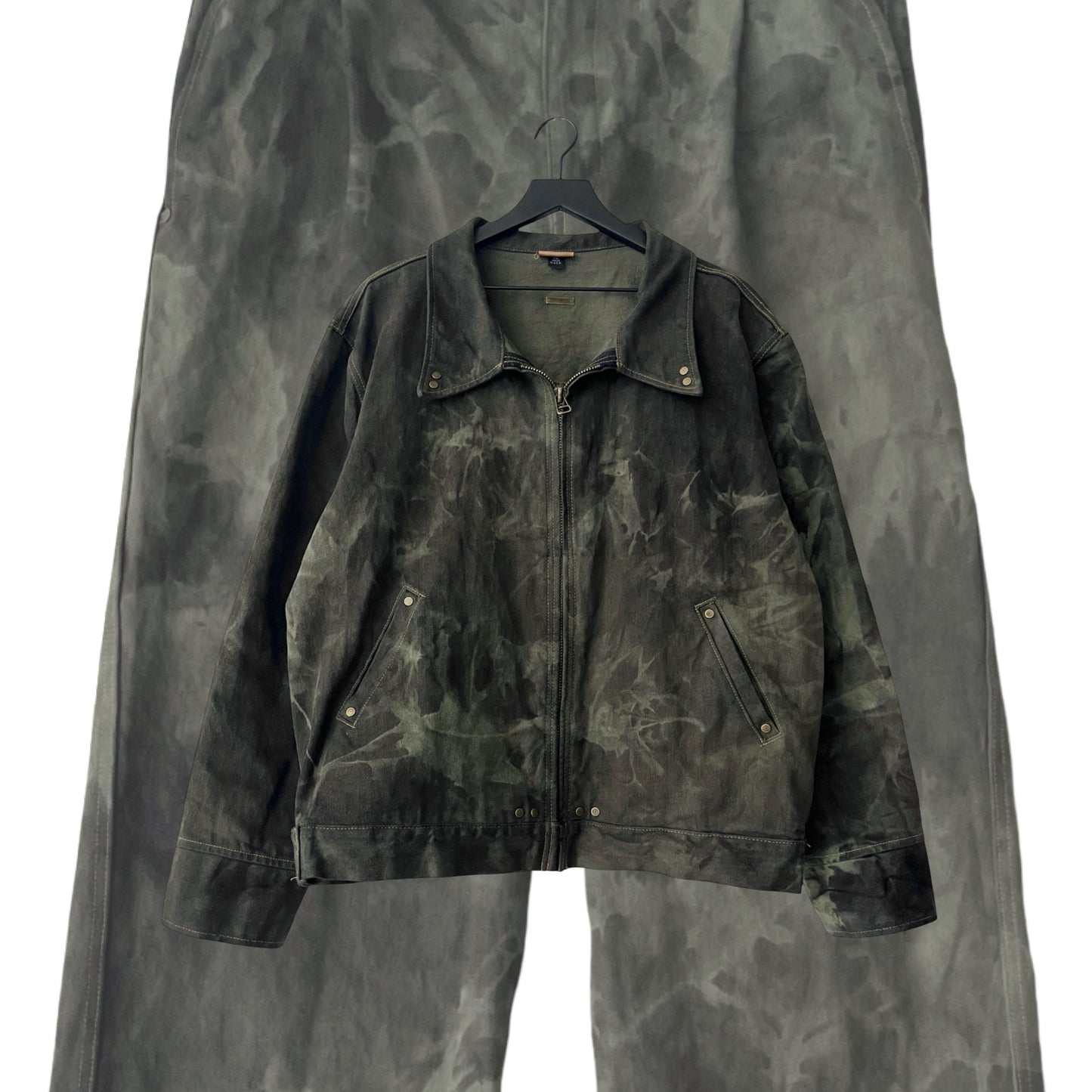 Two Pillars x Plastic Buckettt 2-Piece Denim Set (Jacket & Pants) in Royal Fern / LARGE