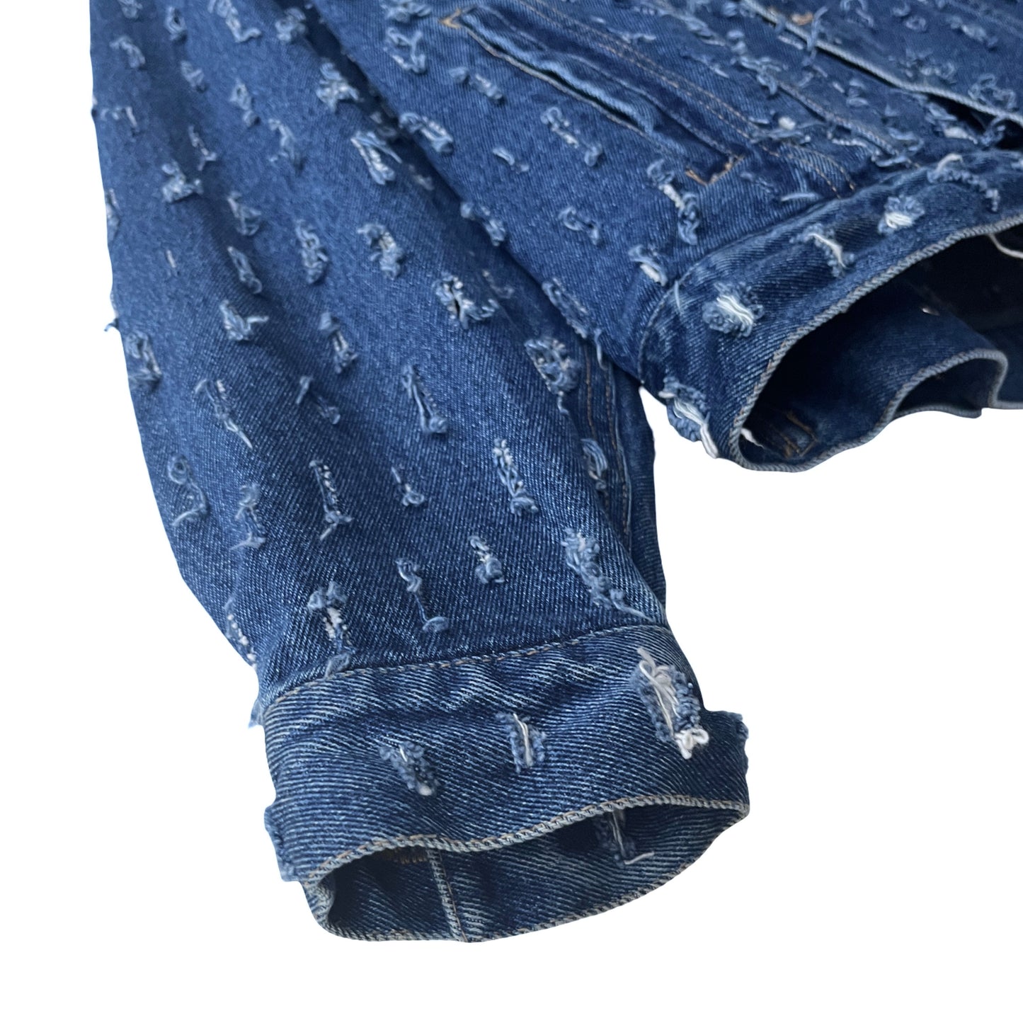 Wrangler Denim Trucker Jacket (distressed) in Deep / MEDIUM