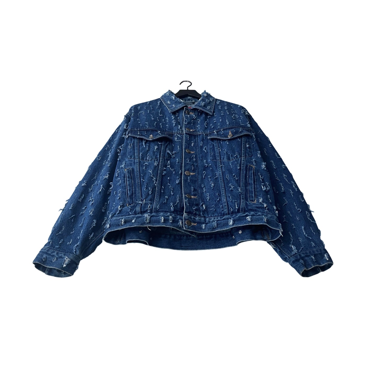 Wrangler Denim Trucker Jacket (distressed) in Deep / MEDIUM