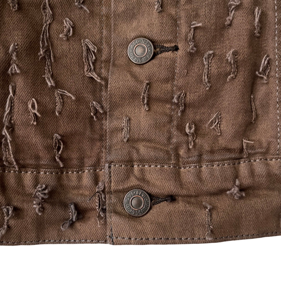 Levi's Denim Trucker Jacket (distressed) in Backwoods / X-SMALL (or Women's Small/Medium)