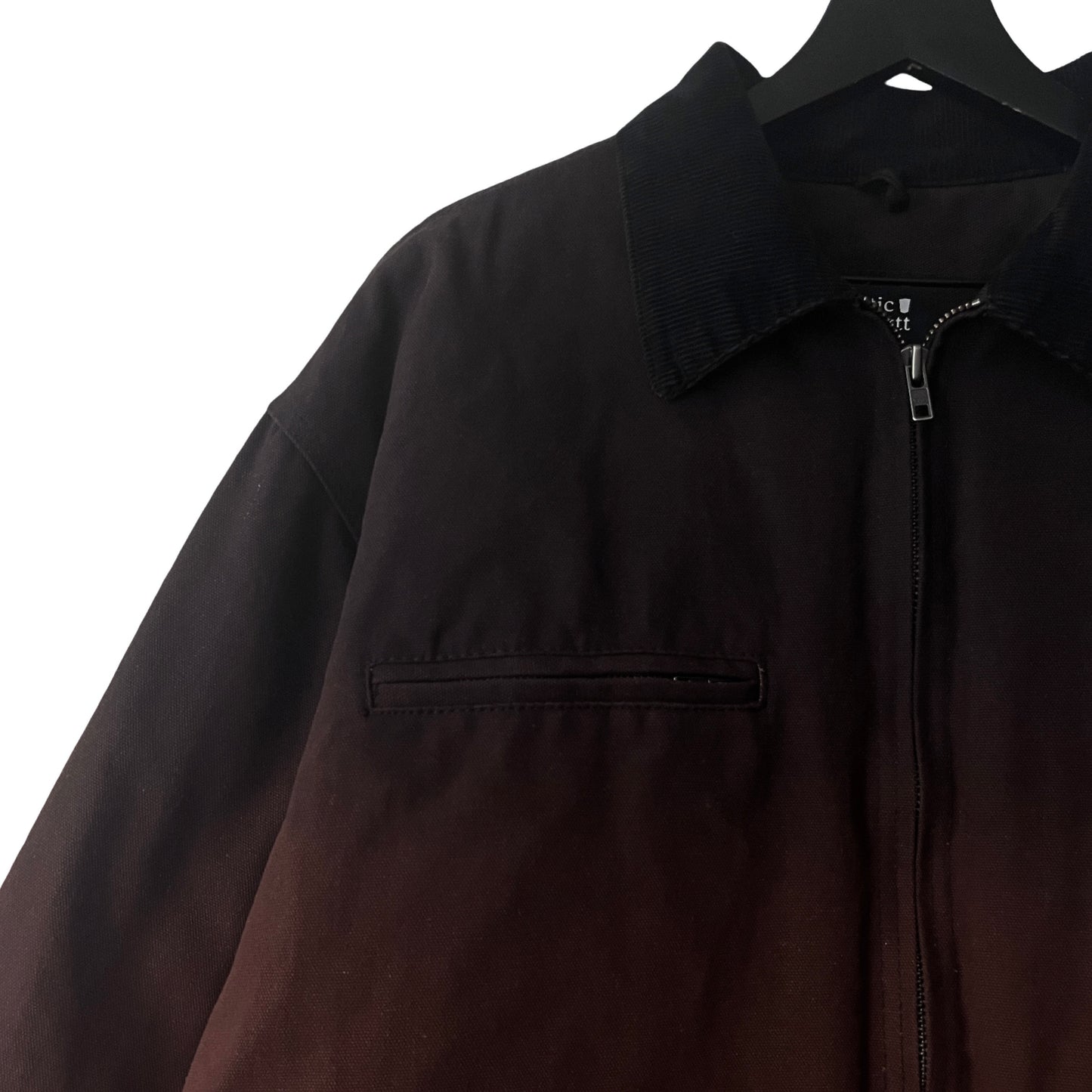 Insulated Canvas Work Jacket w/Corduroy Collar in Singe / LARGE