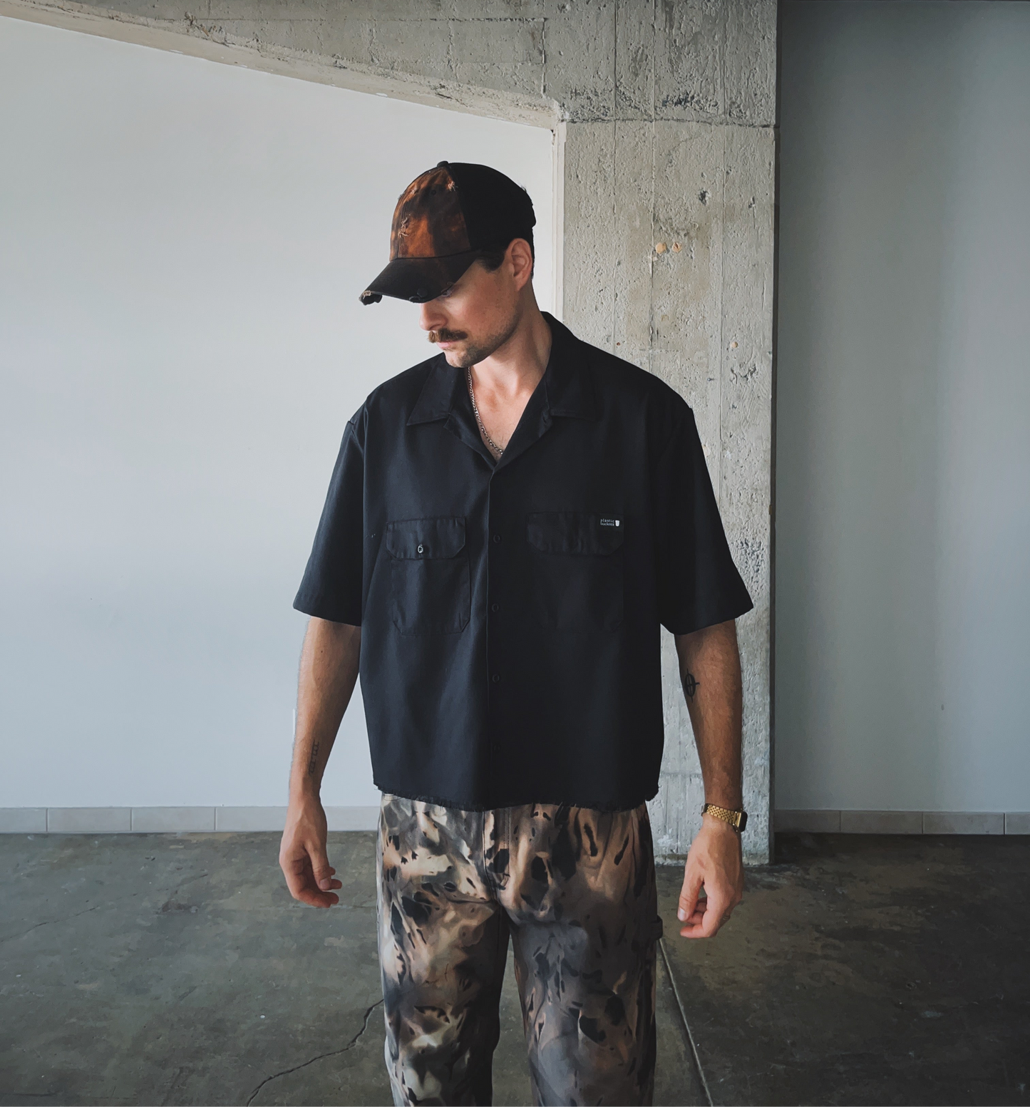 Dickies Loose Fit Cropped Twill Work Shirt in Jet Black / MULTIPLE SIZES