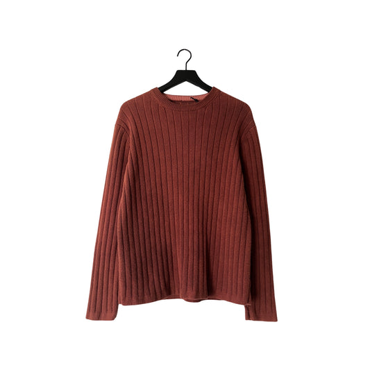 Vintage Ribbed Cotton Sweater in Cardinal / SMALL