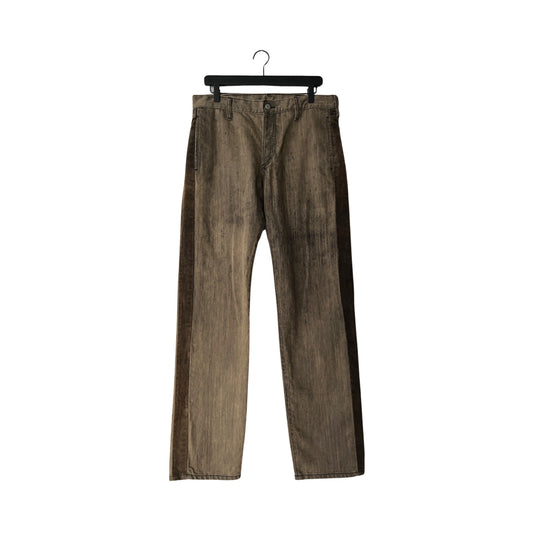 Straight Relaxed Jeans w/Crushed Velvet Trim in Patina / 33" x 34"