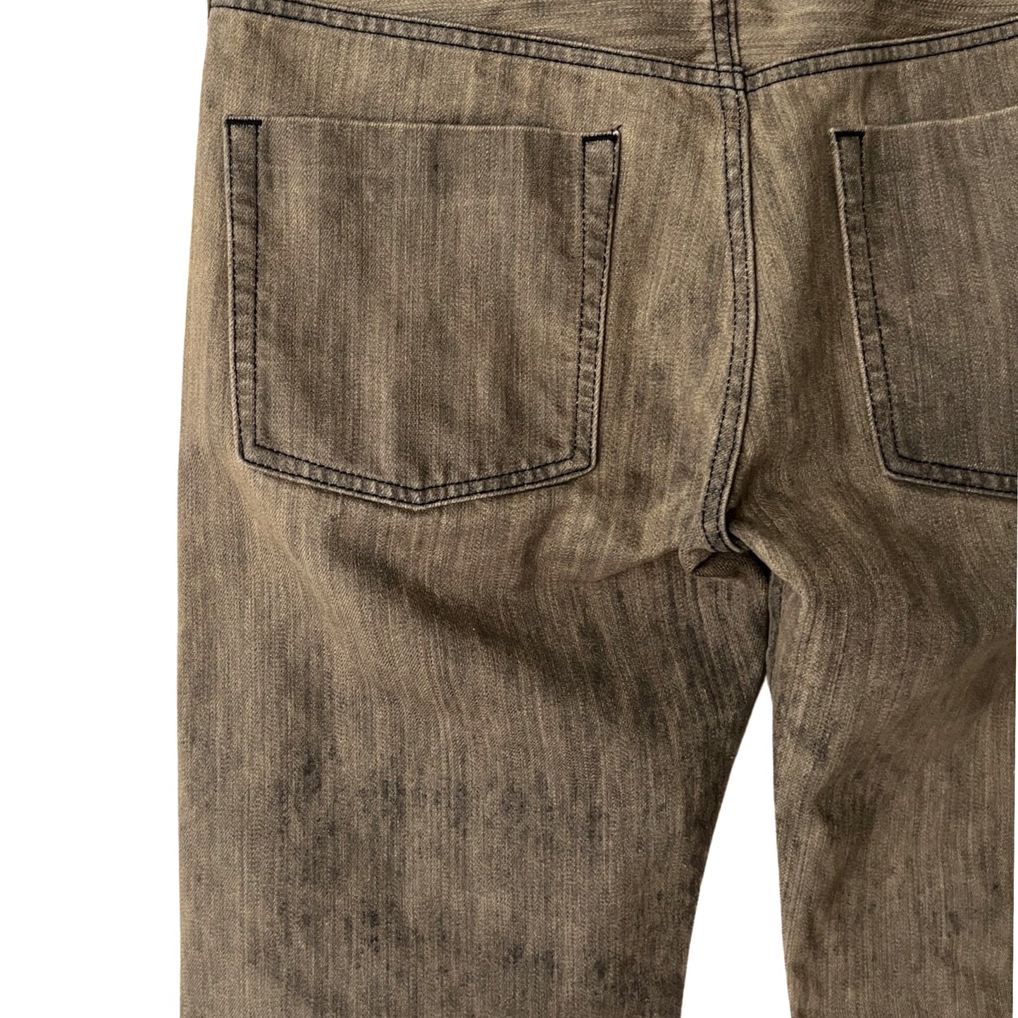 Straight Relaxed Jeans w/Crushed Velvet Trim in Patina / 33" x 34"