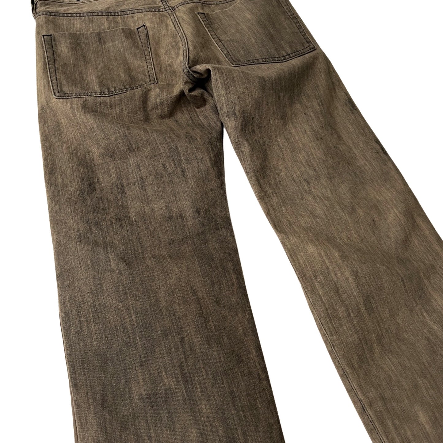 Straight Relaxed Jeans w/Crushed Velvet Trim in Patina / 33" x 34"