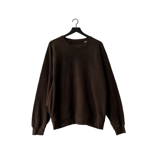 Slouchy Cotton Raglan Sleeve Crewneck in Dark Roast / X-LARGE (also oversized Large)