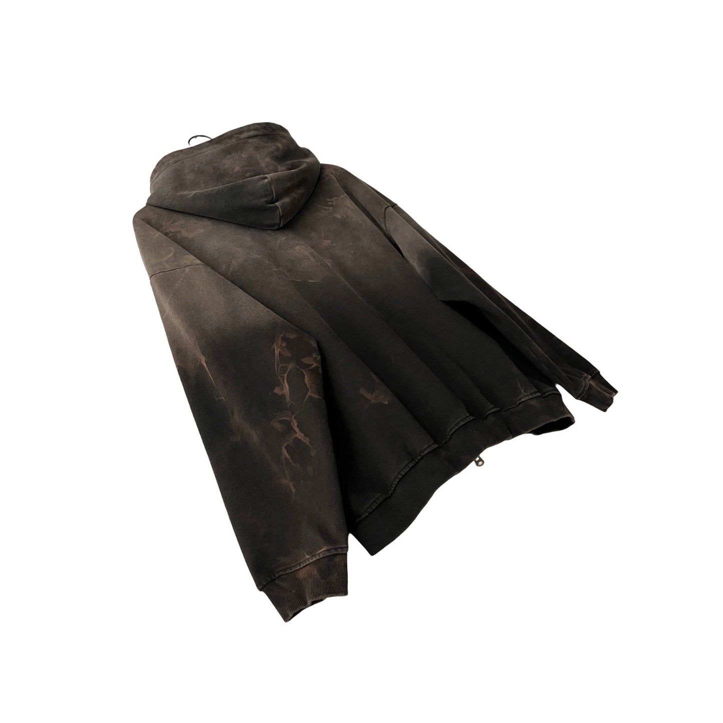Distressed Heavyweight Full Zip Hoodie in Soot / MULTIPLE SIZES