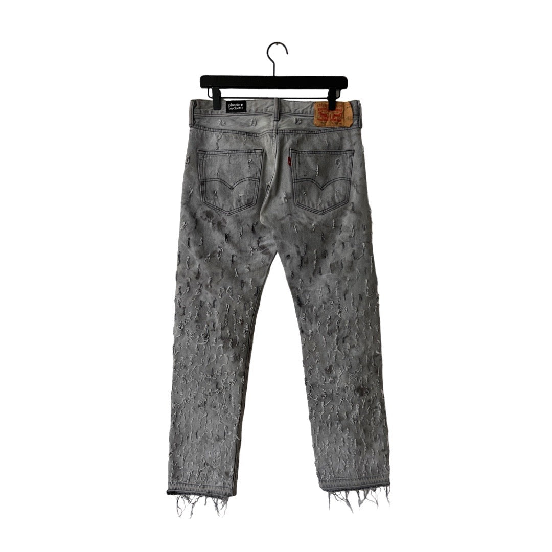 Levi's 501 Classic Straight Leg Jeans (distressed) in Brutalism / 32" x 30"