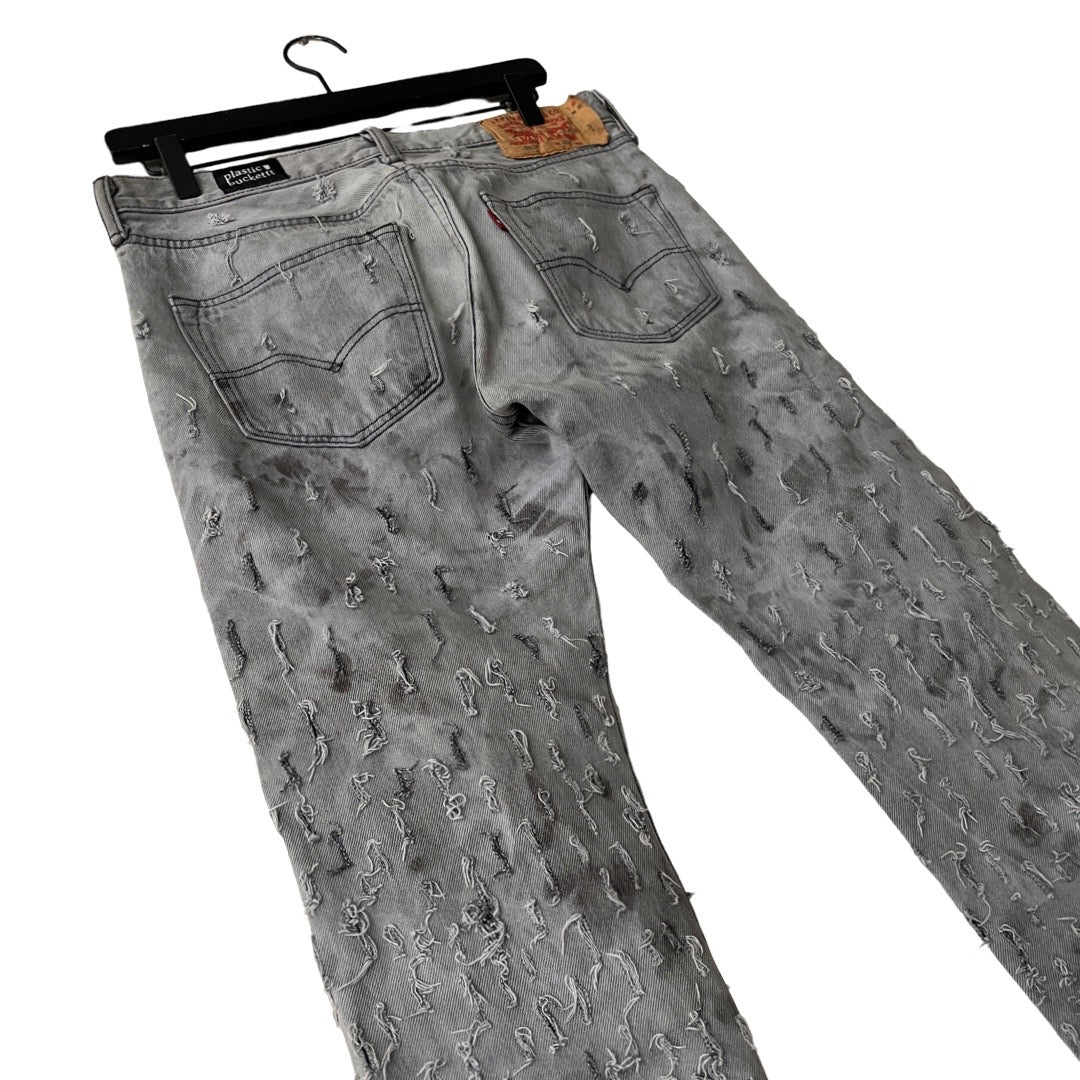 Levi's 501 Classic Straight Leg Jeans (distressed) in Brutalism / 32" x 30"