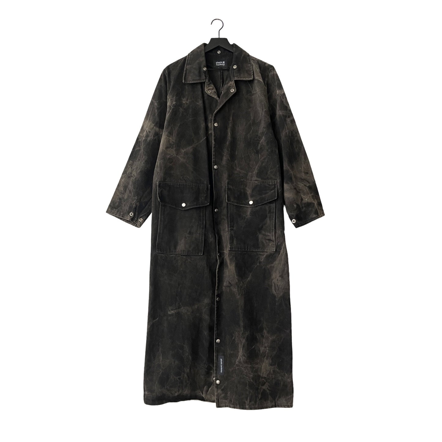 Vintage Rugged Denim Duster Coat in Asphalt / MEDIUM