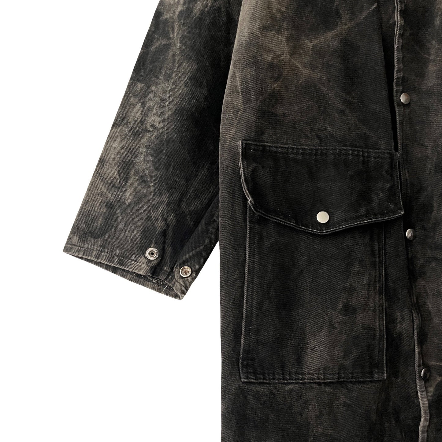 Vintage Rugged Denim Duster Coat in Asphalt / MEDIUM