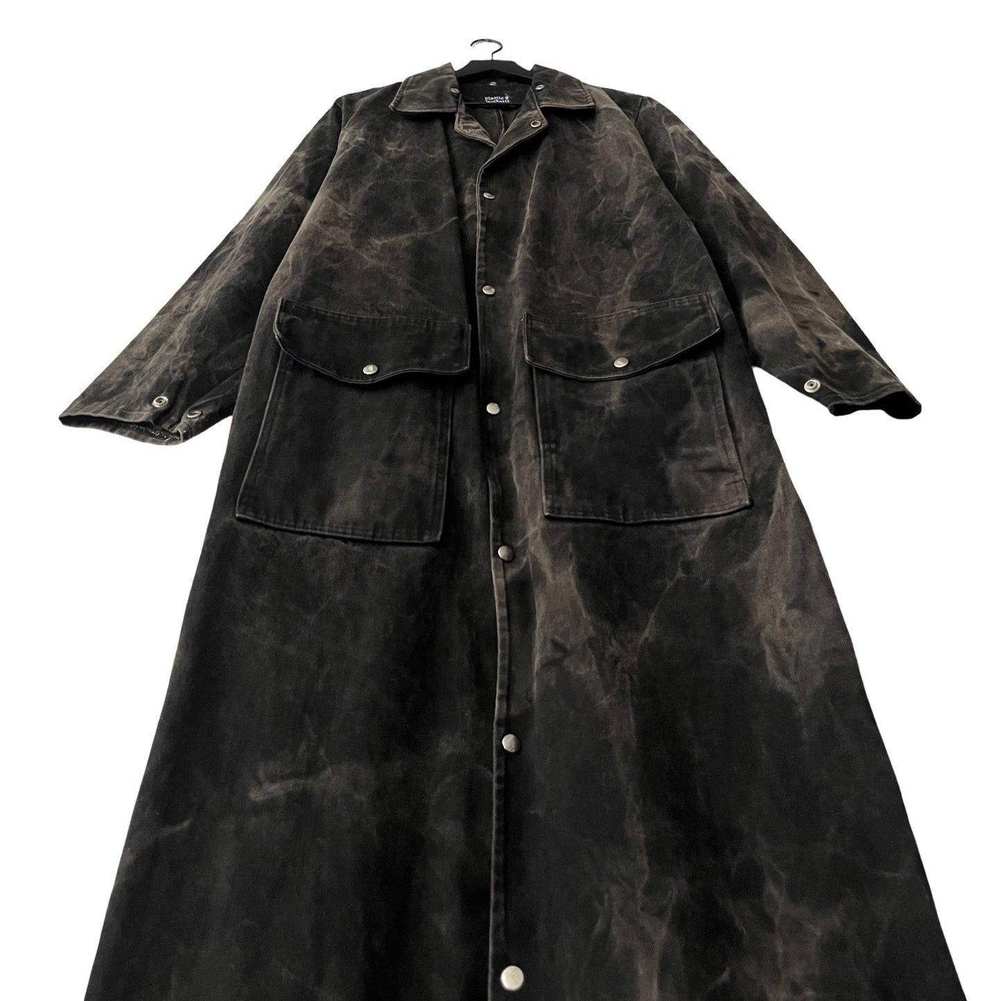 Vintage Rugged Denim Duster Coat in Asphalt / MEDIUM