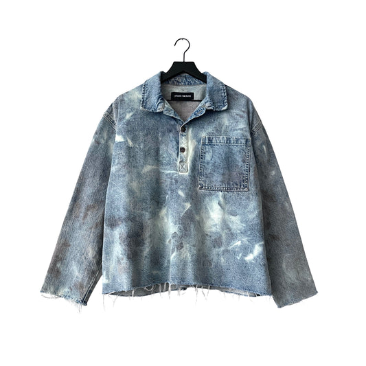Distressed Denim Anorak Pullover in Juneau / MEDIUM