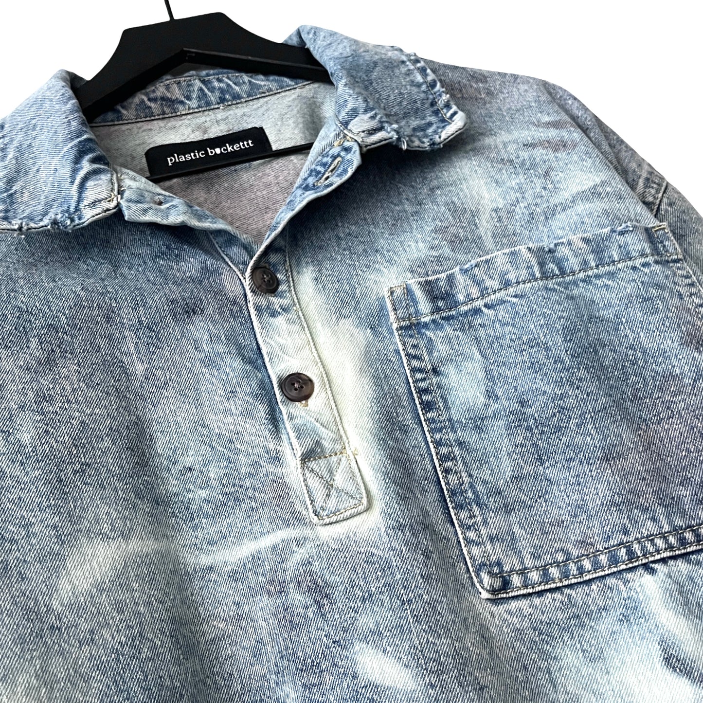 Distressed Denim Anorak Pullover in Juneau / MEDIUM