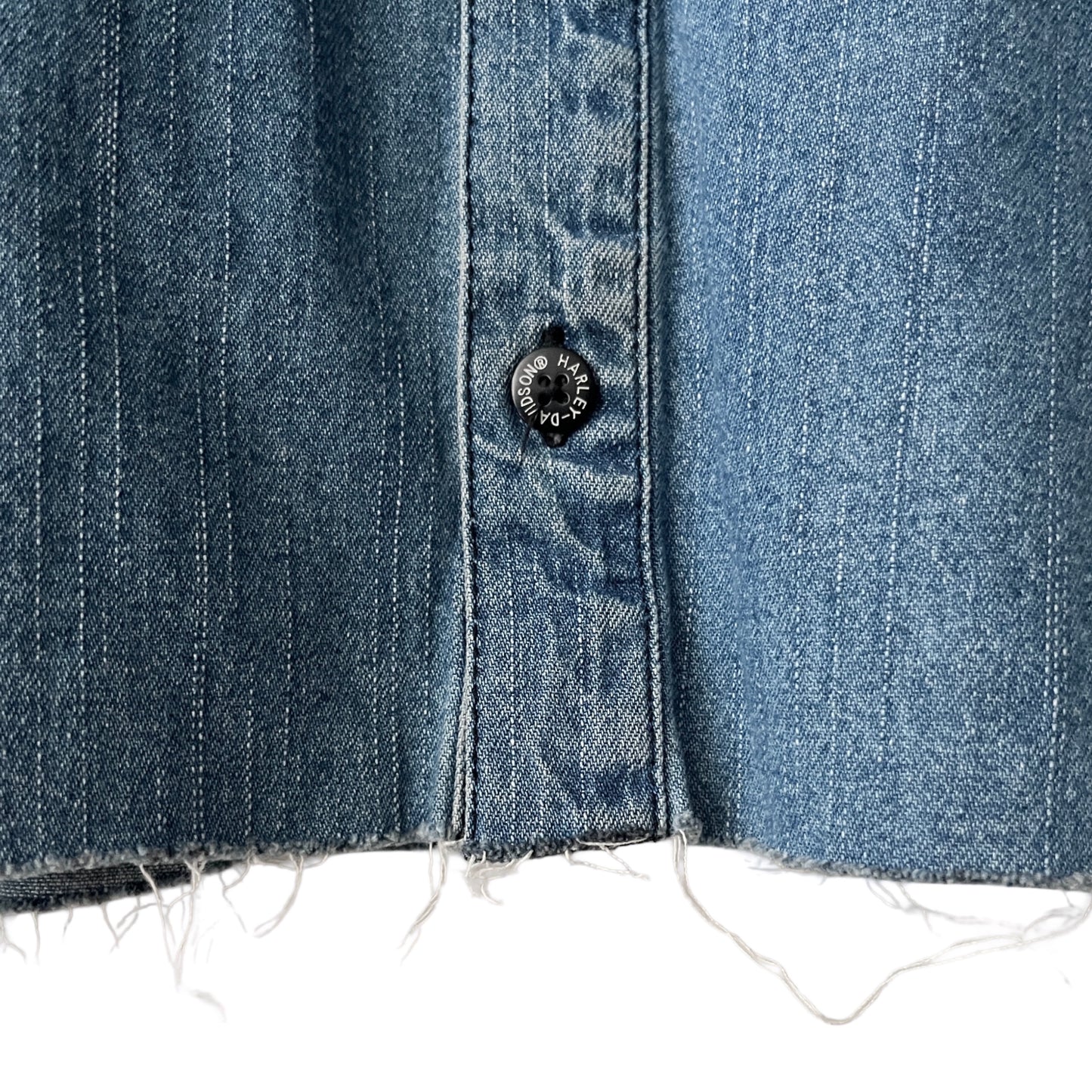 Harley Davidson Cropped Denim Sleeveless Shirt in Tidepool / LARGE