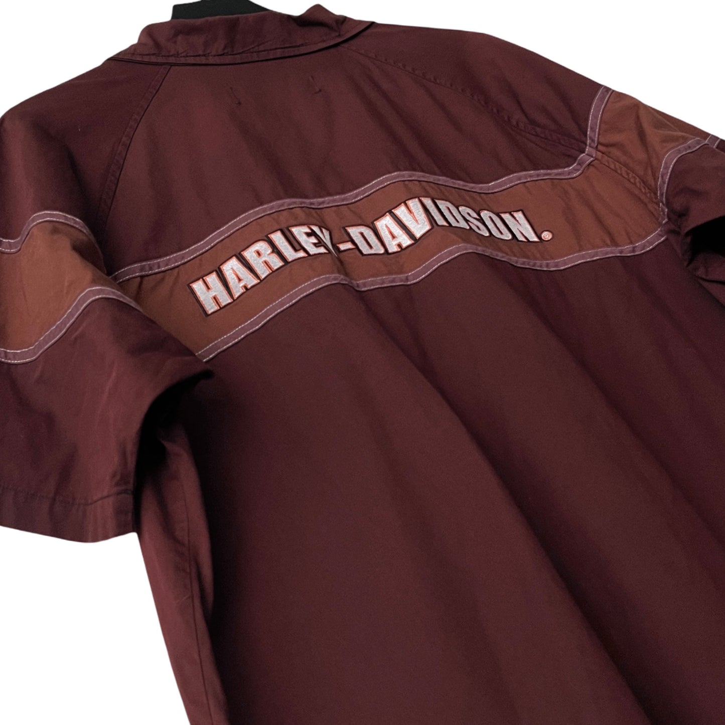 Harley Davidson Racing Team Button Up Shirt in Mahogany / LARGE