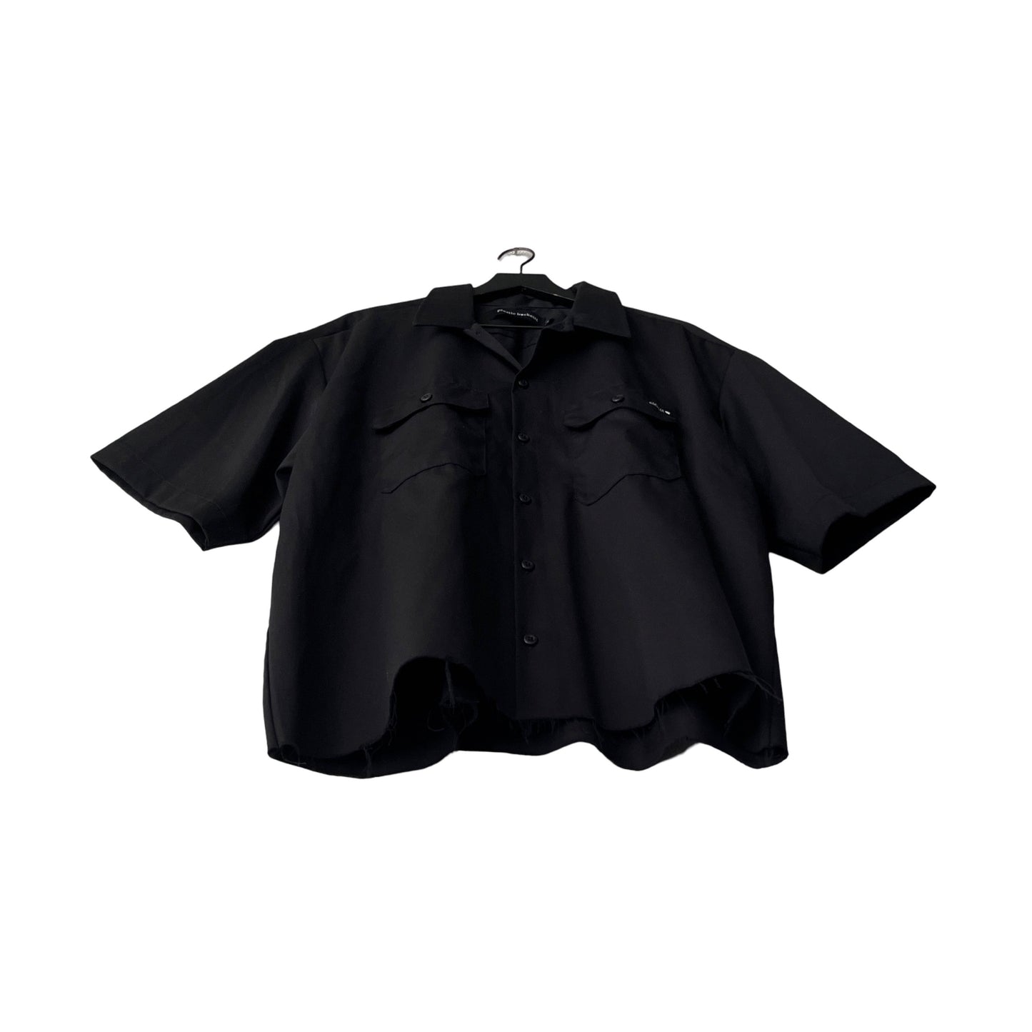 Loose Fit Cropped Work Shirt in Jet Black / MULTIPLE SIZES