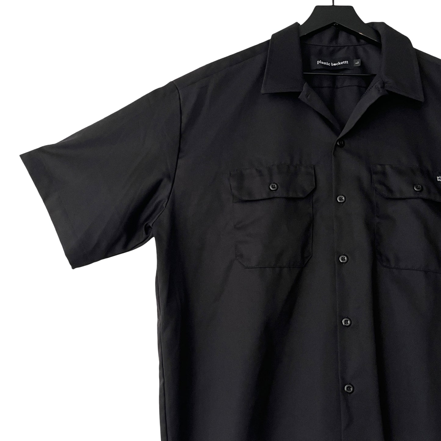 Loose Fit Cropped Work Shirt in Jet Black / MULTIPLE SIZES