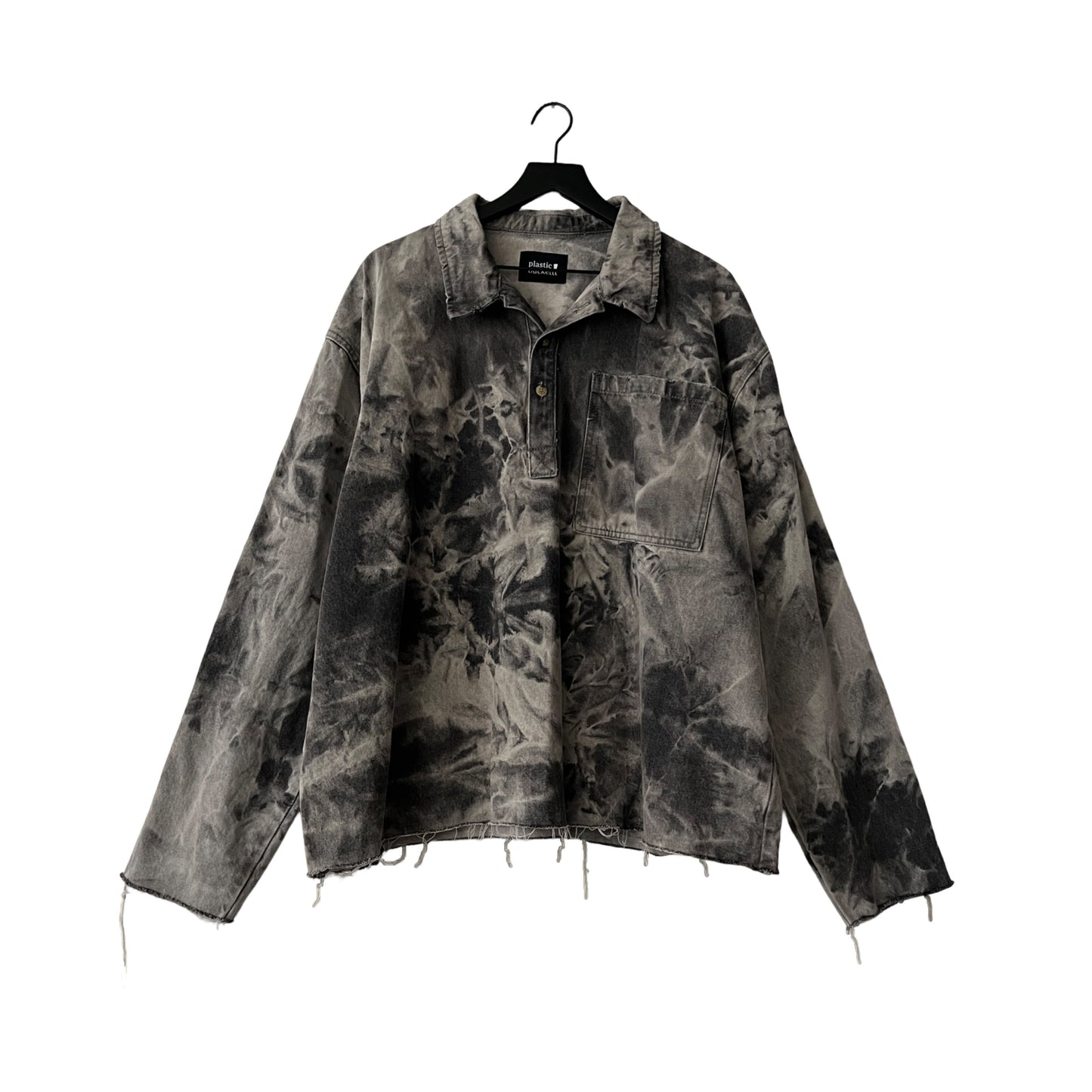 Distressed Denim Anorak Pullover in Cement / X-LARGE