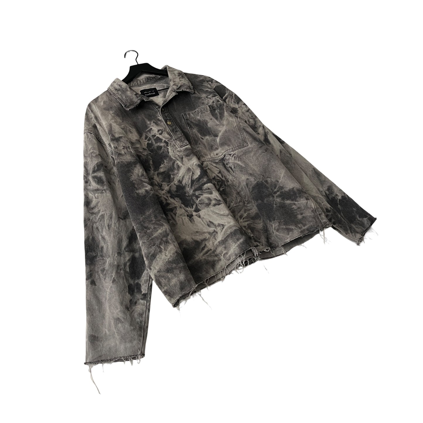 Distressed Denim Anorak Pullover in Cement / X-LARGE