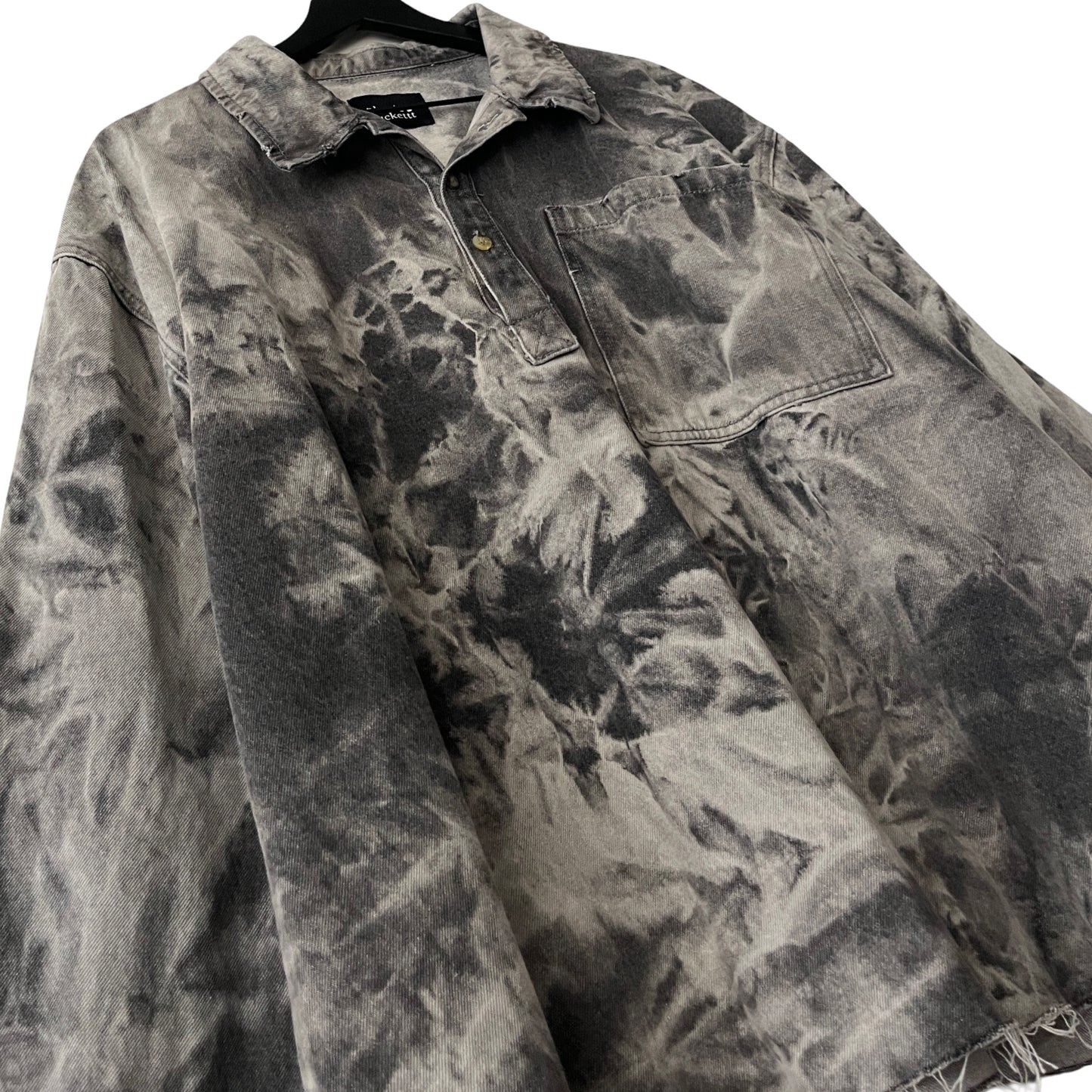 Distressed Denim Anorak Pullover in Cement / X-LARGE