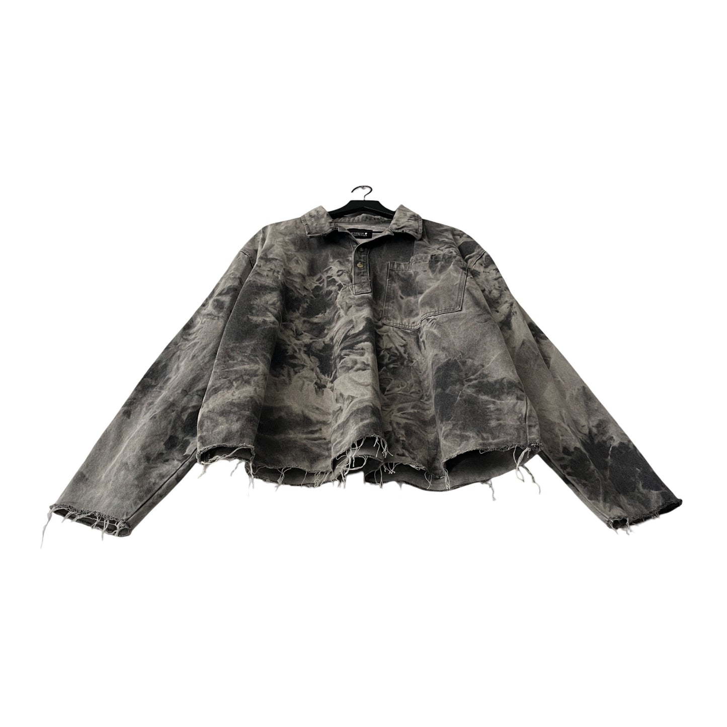 Distressed Denim Anorak Pullover in Cement / X-LARGE