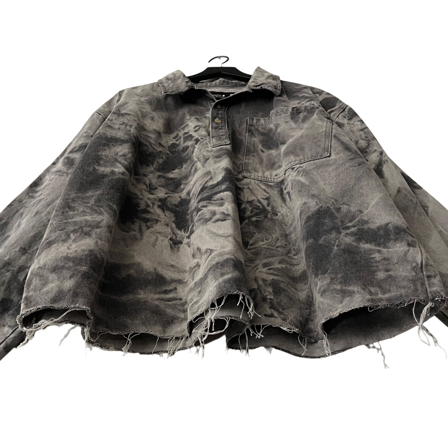 Distressed Denim Anorak Pullover in Cement / X-LARGE